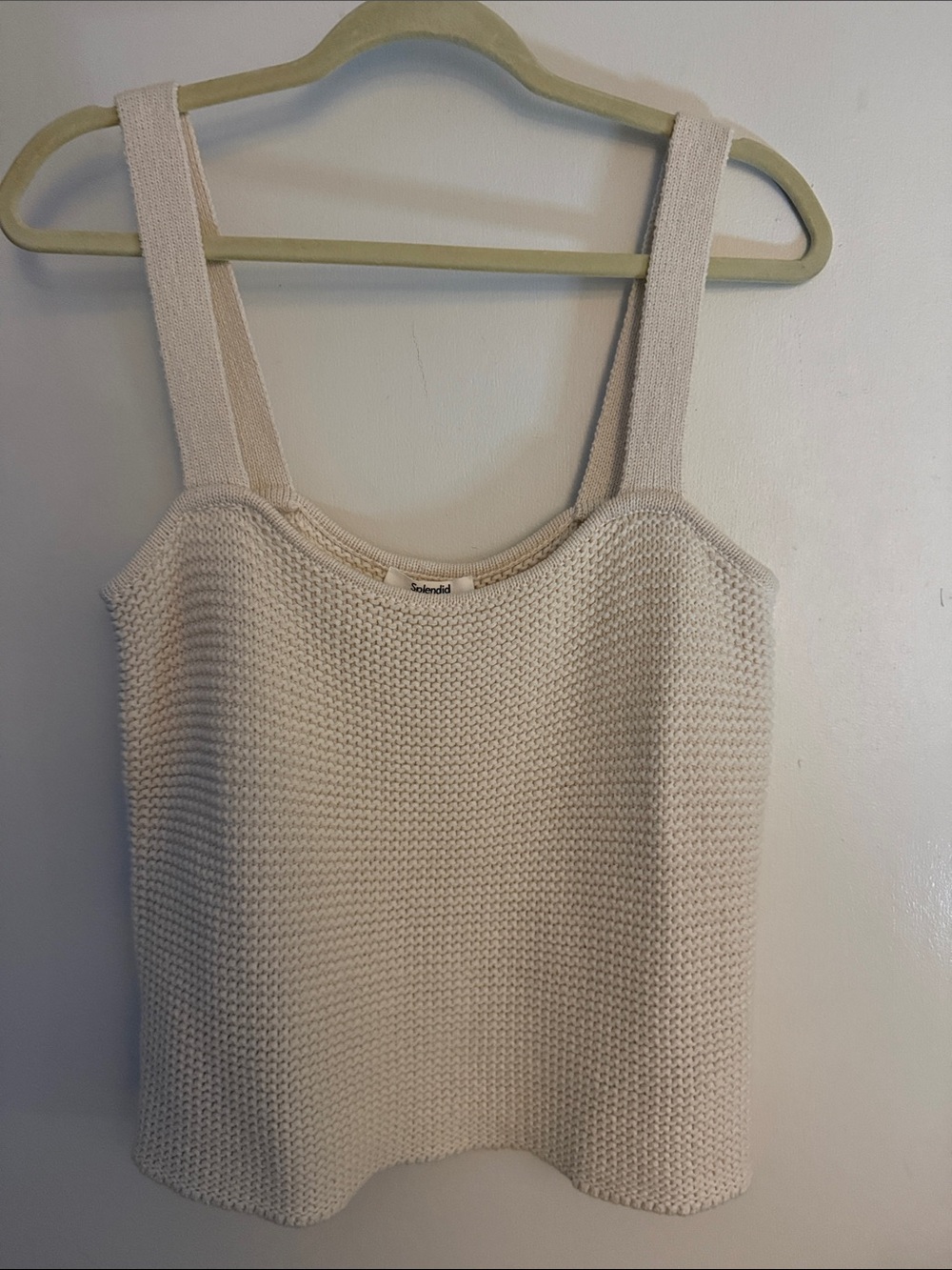 Splendid Cream Textured Knit Tank